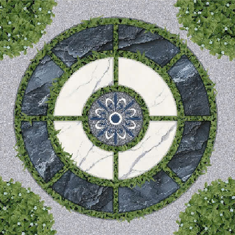  Gạch lát nền sân vườn men mờ hoa văn xám GHCM-MZZN - 50x50 