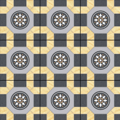  Gạch lát nền sân vườn men mờ hoa văn xám vàng GHCM-MZZDD - 50x50 