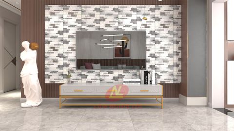  Gạch ốp tường men mờ trang trí sọc xanh GMD-FTD - 25x40 