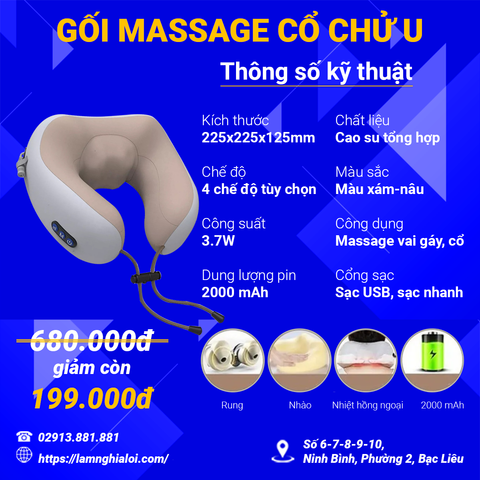  Gối massage chữ U đa năng 
