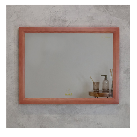  Gương soi treo tường chữ nhật ngang khung gỗ thông sơn màu hồng 
