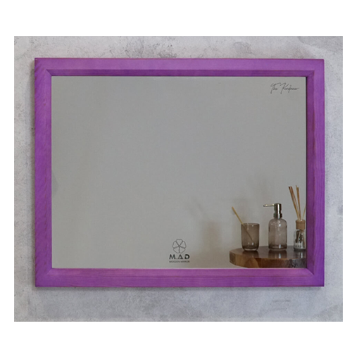 Gương soi treo tường chữ nhật ngang khung gỗ thông sơn màu tím