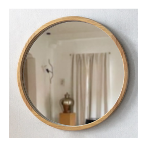 Gương soi treo tường tròn khung gỗ dẻ gai
