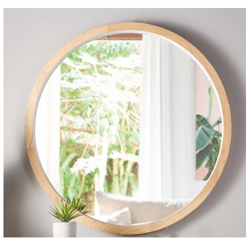 Gương soi treo tường tròn khung gỗ tần bì