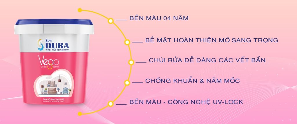 Sơn nội thất Lau Chùi Vượt Trội, Bền màu, Chống nấm mốc & rong rêu Vego