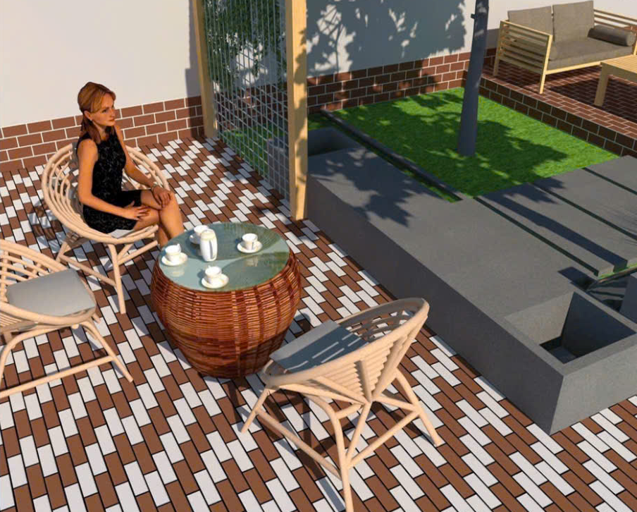 Gạch ốp lát nền men mờ sọc ô chữ nhật xám nâu HN-HHZT  - 40x40