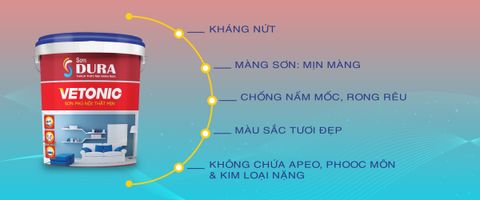  Sơn nội thất màng sơn láng mịn, màu sắc tươi sáng Vetonic 
