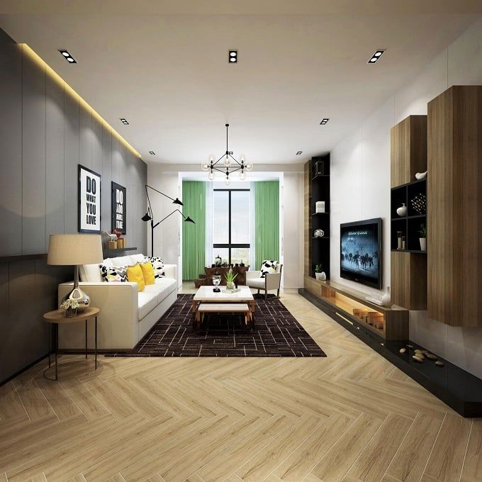 Gạch ốp lát nền giả gỗ mờ nâu KC DVDD - 15x80