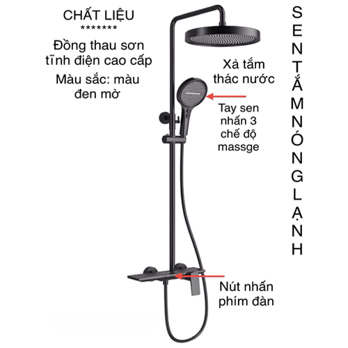Sen tắm đứng nóng lạnh đồng thau sơn tĩnh điện KS-3010NP