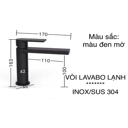 Vòi lavabo lạnh inox 304 sơn tĩnh điện KS - 3217P
