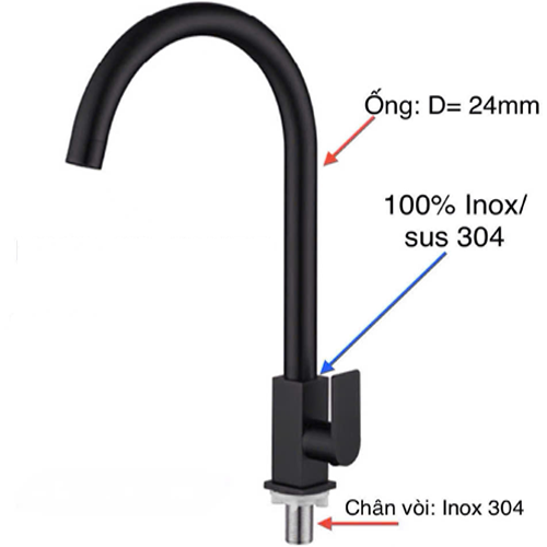 Vòi rửa chén lạnh inox 304 sơn tĩnh điện KS - 3341DP