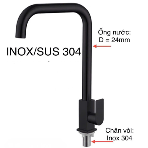 Vòi rửa chén lạnh inox 304 sơn tĩnh điện KS - 3341PD