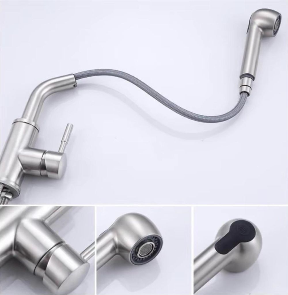 Vòi rửa chén nóng lạnh dây rút KS5318R