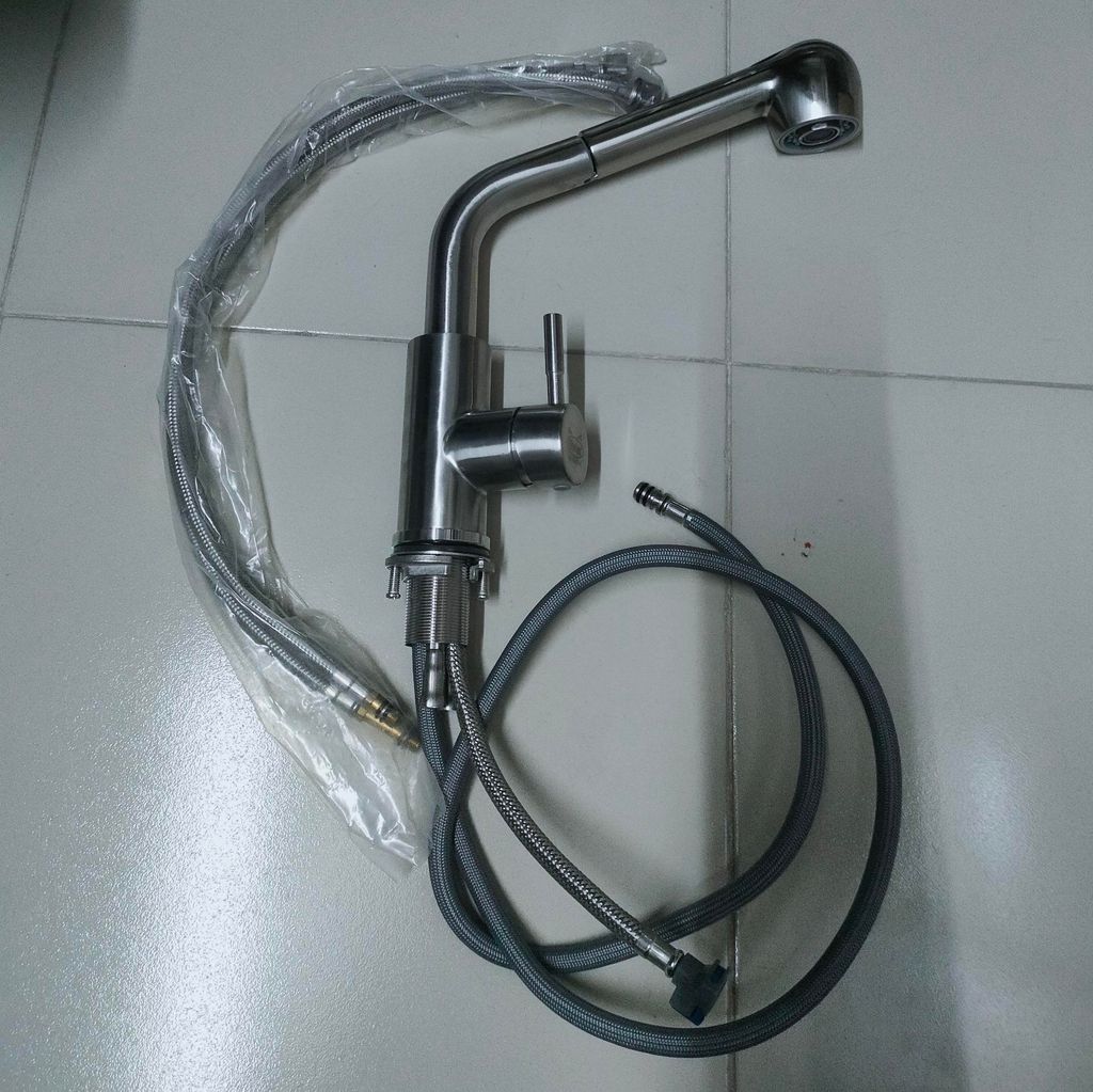 Vòi rửa chén nóng lạnh dây rút KS5318R