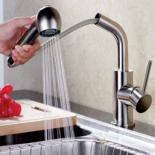 Vòi rửa chén nóng lạnh dây rút KS5318R