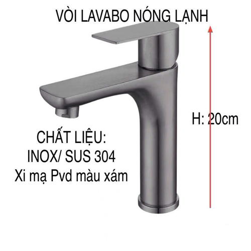 Vòi lavabo nóng lạnh inox 304 sơn tĩnh điện KS - 6233PX