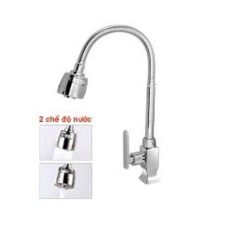  Vòi rửa chén lạnh cần mềm đồng thau mạ crome (2 chế độ nước) KS - 2331 