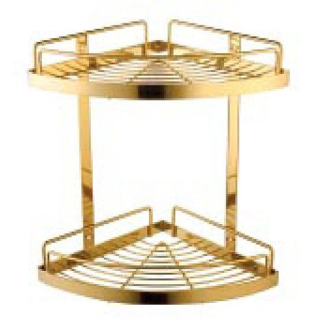  Kệ góc đôi inox 304 mạ vàng Titanium KS - 44V 
