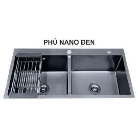  Chậu rửa chén 2 hộc inox 304 phủ Nano đen KS-8245NN 