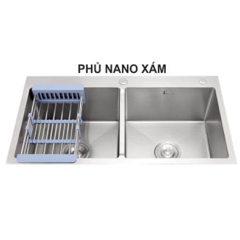  Chậu rửa chén 2 hộc inox 304 phủ Nano xám KS-8245NX 
