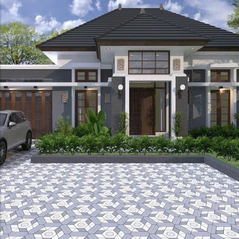  Gạch lát nền sân vườn hoa văn lục giác KT-HMZF 