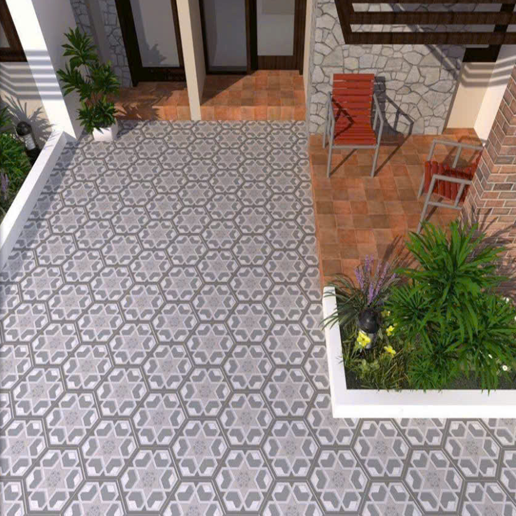 Gạch lát nền sân vườn hoa văn lục giác KT-HMZG