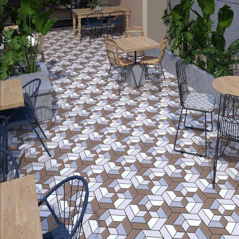  Gạch lát nền sân vườn hoa văn lục giác KT-HMZM 
