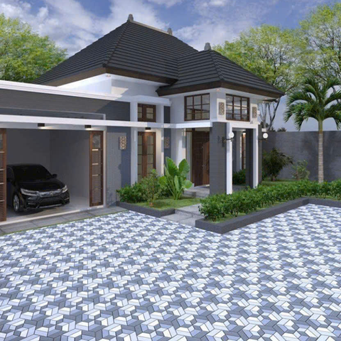  Gạch lát nền sân vườn hoa văn lục giác KT-HMZT 