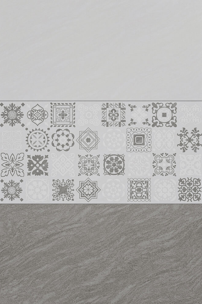 Gạch ốp men bóng vân đá xám điểm hoa văn KTM- GXVD - 30x60