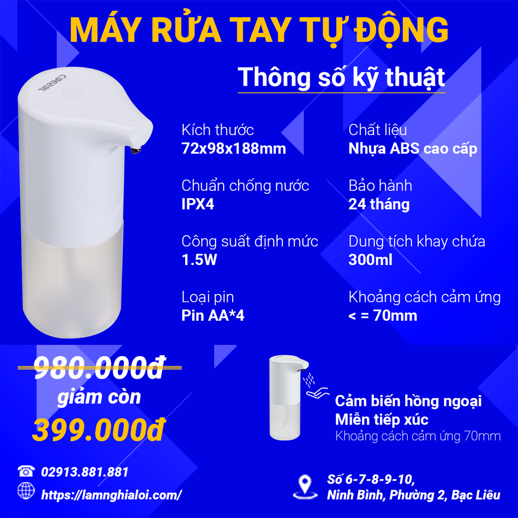 Máy phun cồn rửa tay tự động A914