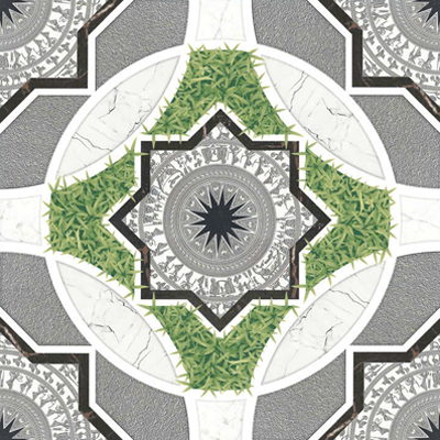 Gạch lát nền sân vườn men mờ sỏi cỏ xám xanh MK- HDVD - 40x40