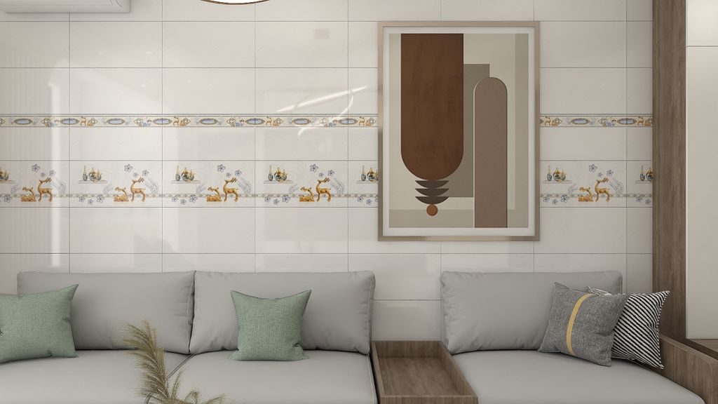 Gạch ốp tường men bóng trắng viền nai TK-GNZGF - 30x60