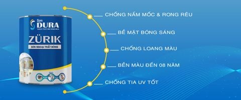  Sơn ngoại thất Bóng - Chống bám bụi, chống sọc đen, Chống bám bụi, Chống Bay Màu Zurik 