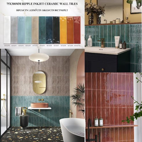 Gạch thẻ men bóng xanh M-TMGF-P-M - 75x300