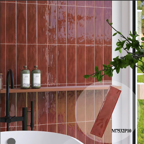 Gạch thẻ men bóng màu đỏ M-TMGF-P -DZ - 75x300