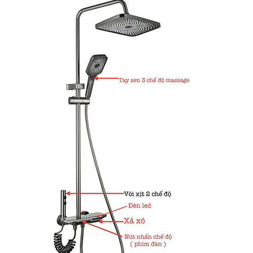 Sen tắm đứng nóng lạnh đồng thau sơn tĩnh điện KS-6045PX