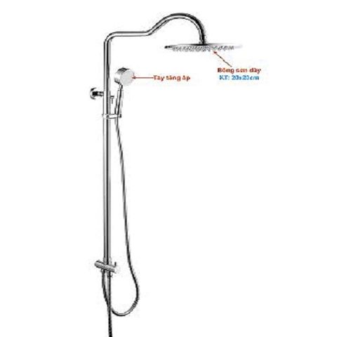  Sen cây inox 304 bóng (Tay sen tăng áp) 0004 