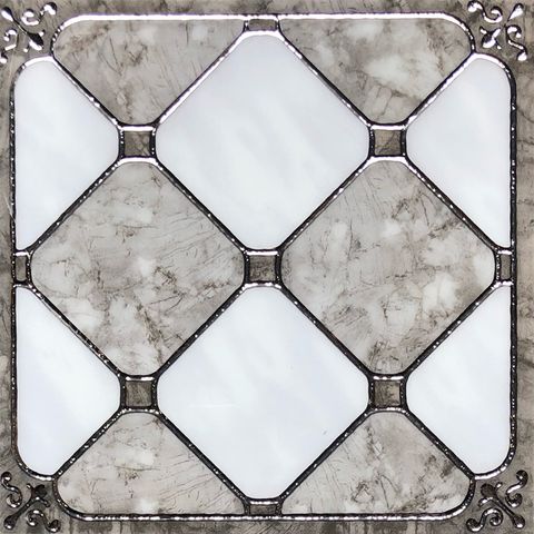  Gạch ốp lát đá bóng kính trang trí ô vuông xám trắng nhũ bạc SG-GXZDF - 30x30 