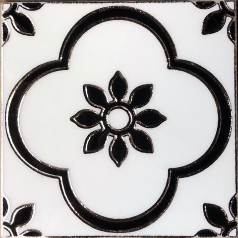  Gạch ốp lát đá bóng kính trang trí bông đen trắng SG-GXZDX - 30x30 