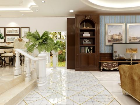  Gạch ốp lát đá bóng kính trang trí trắng vân khói ô vuông xéo SG-GXZFF - 30x30 