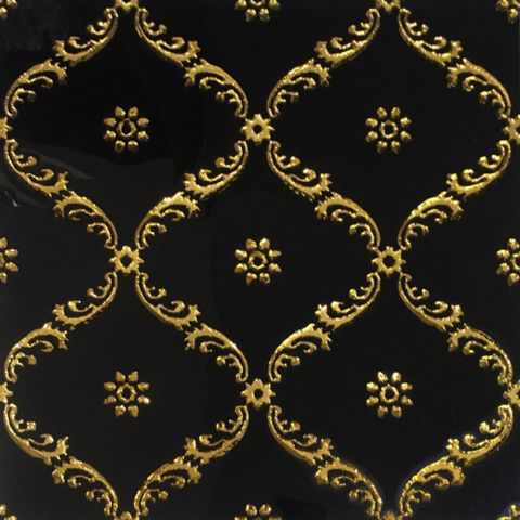  Gạch ốp lát đá bóng kính trang trí đen hoa văn nhũ vàng SG-GXZFM - 30x30 