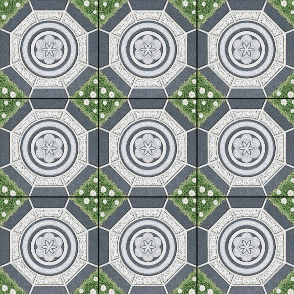 Gạch lát nền sân vườn men mờ hoa văn xám SDT-MDZH - 50x50