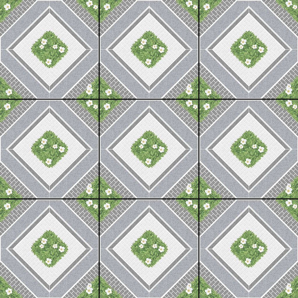 Gạch lát nền sân vườn men mờ hoa văn xám GR-MVZF - 50x50