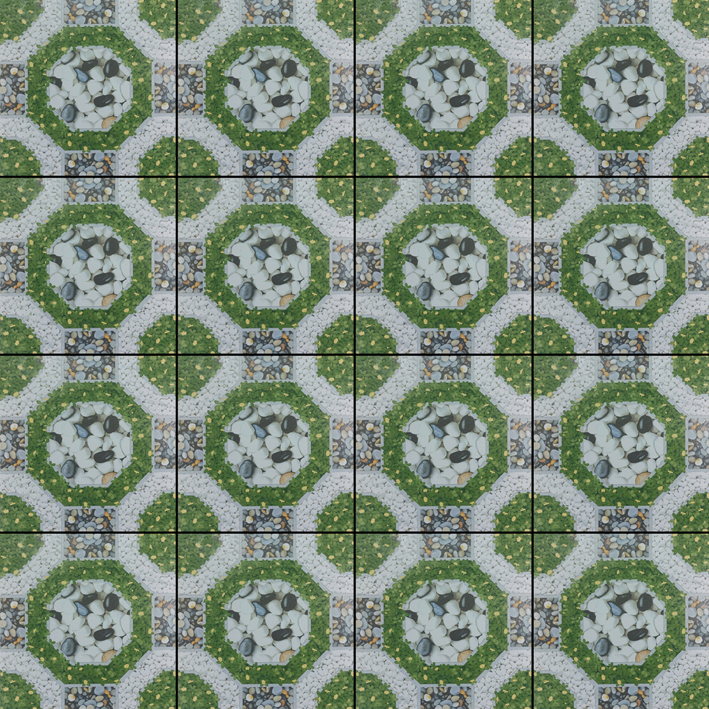 Gạch lát nền sân vườn men mờ hoa văn sỏi cỏ xám xanh SV-HNZD - 40x40