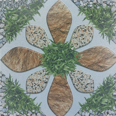  Gạch lát nền sân vườn men mờ hoa văn sỏi cỏ xám xanh SV-HNZH - 40x40 