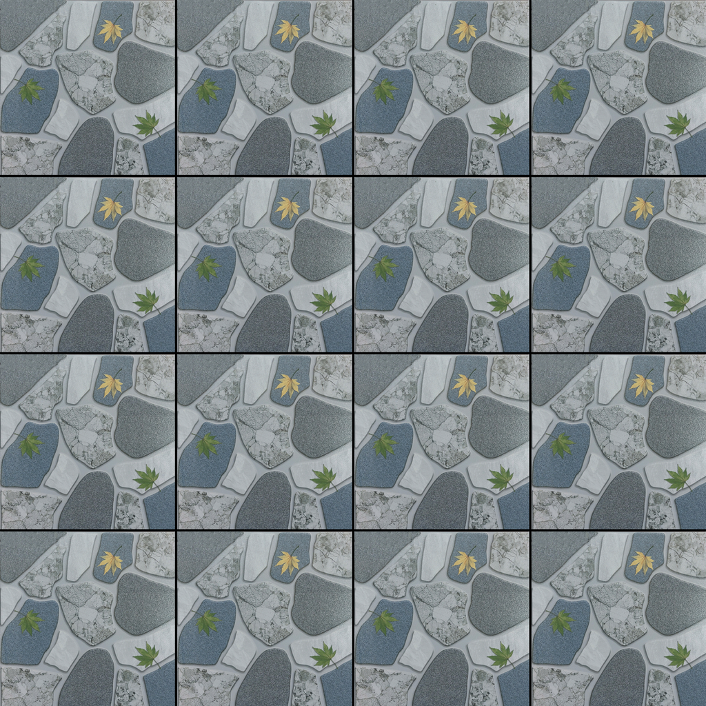 Gạch lát nền sân vườn men mờ hoa văn sỏi cỏ xám xanh SV-HNZM - 40x40