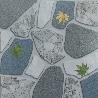 Gạch lát nền sân vườn men mờ hoa văn sỏi cỏ xám xanh SV-HNZM - 40x40