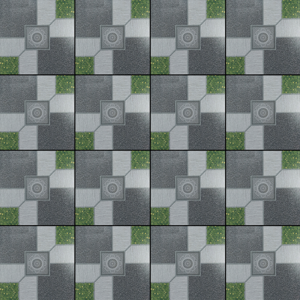 Gạch lát nền sân vườn men mờ hoa văn sỏi cỏ xám xanh SV-HNZN - 40x40