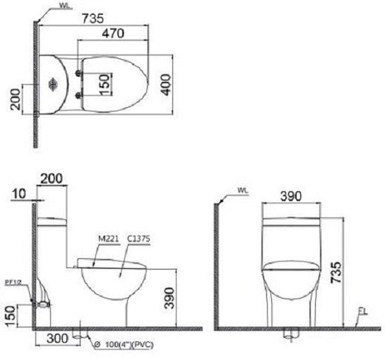 Bàn cầu liền khối thông minh CD1375 + TAF400H