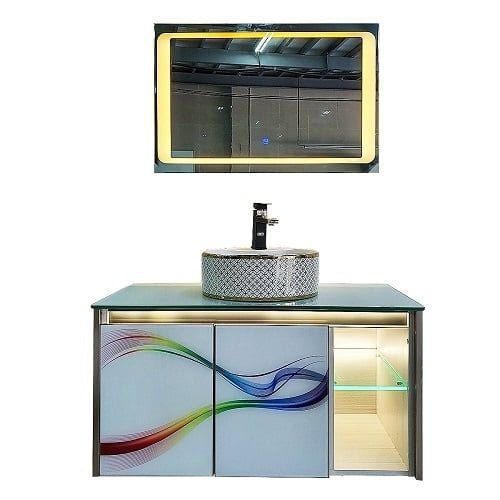 Tủ lavabo treo hợp kim kèm gương cảm ứng NT-028